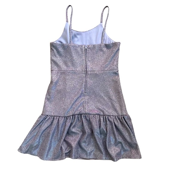Girls Metallic Silver Blue Party Dress Rare Editions Size 8 - Picture 2 of 6